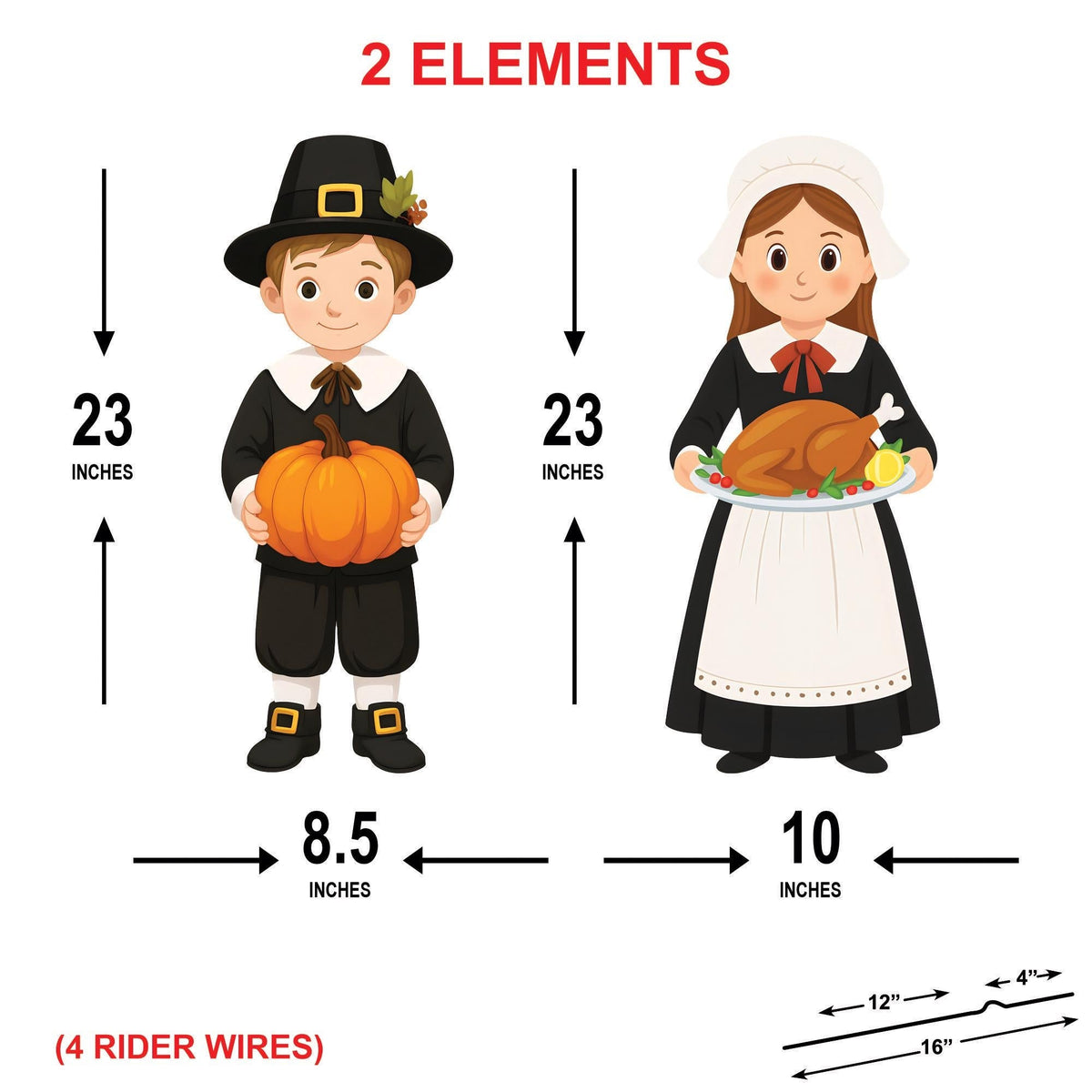 Thanksgiving Pilgrim Yard Signs, Boy and Girl with Pumpkin and Turkey Lawn Decorations, Autumn Harvest Outdoor Garden Patio Fall Décor