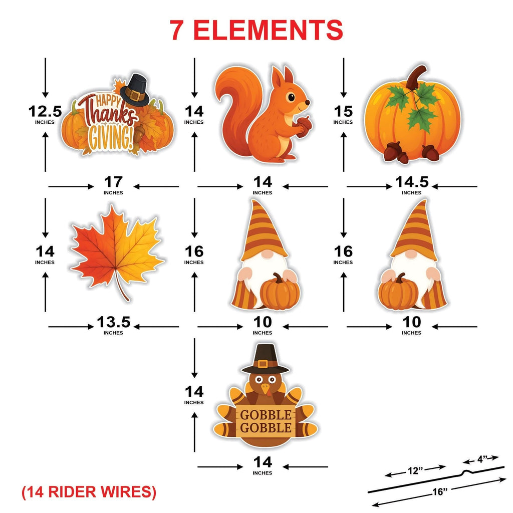 Pumpkin Yard Signs, Fall Harvest Lawn Decorations with Stakes, Thanksgiving Outdoor Garden Patio Walkway Autumn Holiday Party Décor