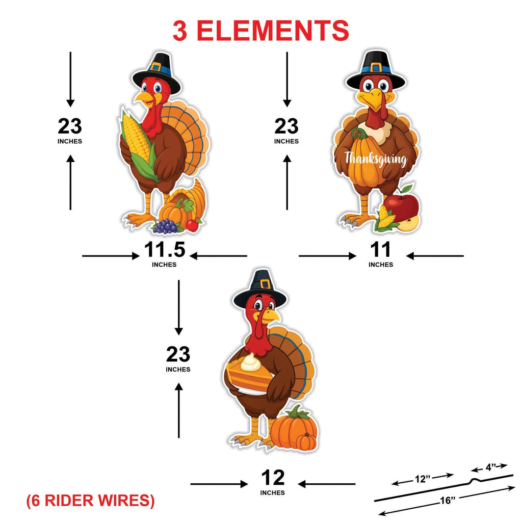 Thanksgiving Turkey Yard Signs, Harvest Outdoor Lawn Decorations with Stakes, Fall Gobble Garden Patio Pathway Holiday Décor for Home
