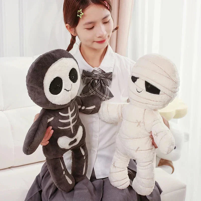 Chilling Skeleton and Mysterious Mummy Halloween Plush Toys